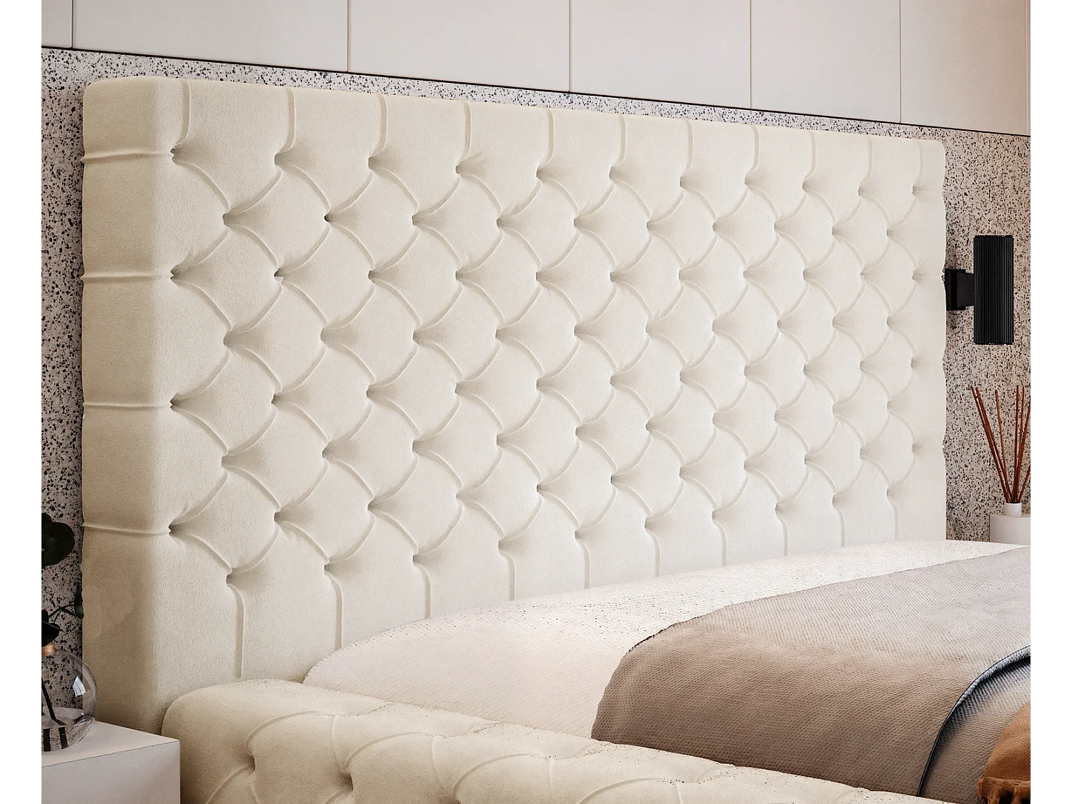 Emporius Gestoffeerd bed 180x200 Amor - opbergruimte en bedlade, bed Beige (Elegance 2)