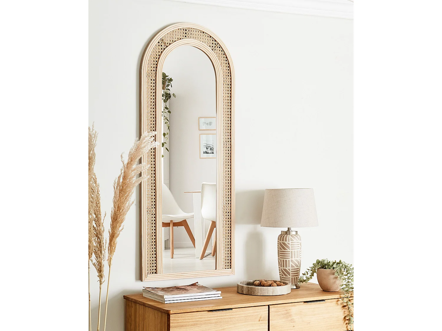 Miroir FRANEY 50 cm 120 cm Rotin Naturel