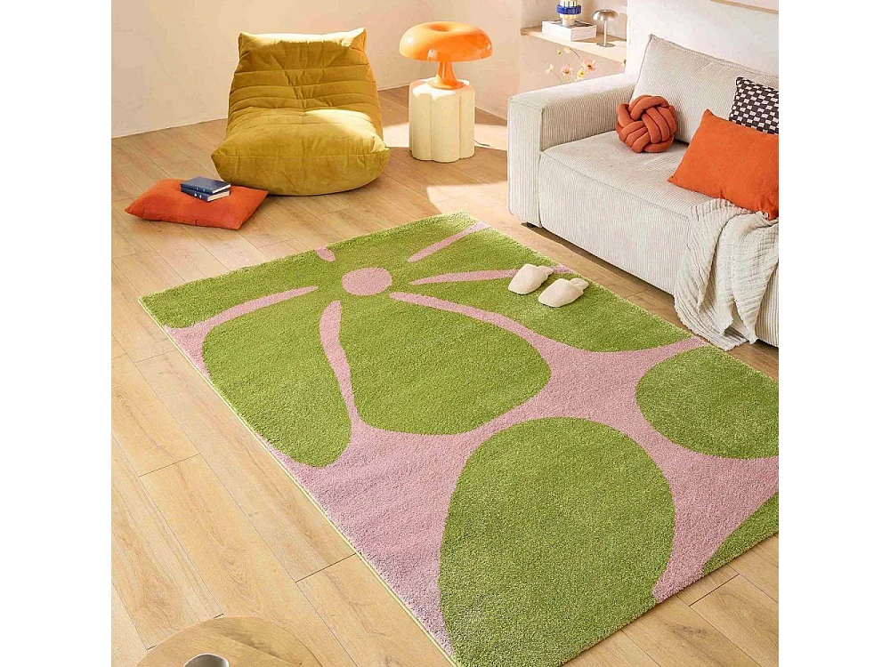 Tapis intérieur à poils longs Swing 385 vert 80 x 140 cm