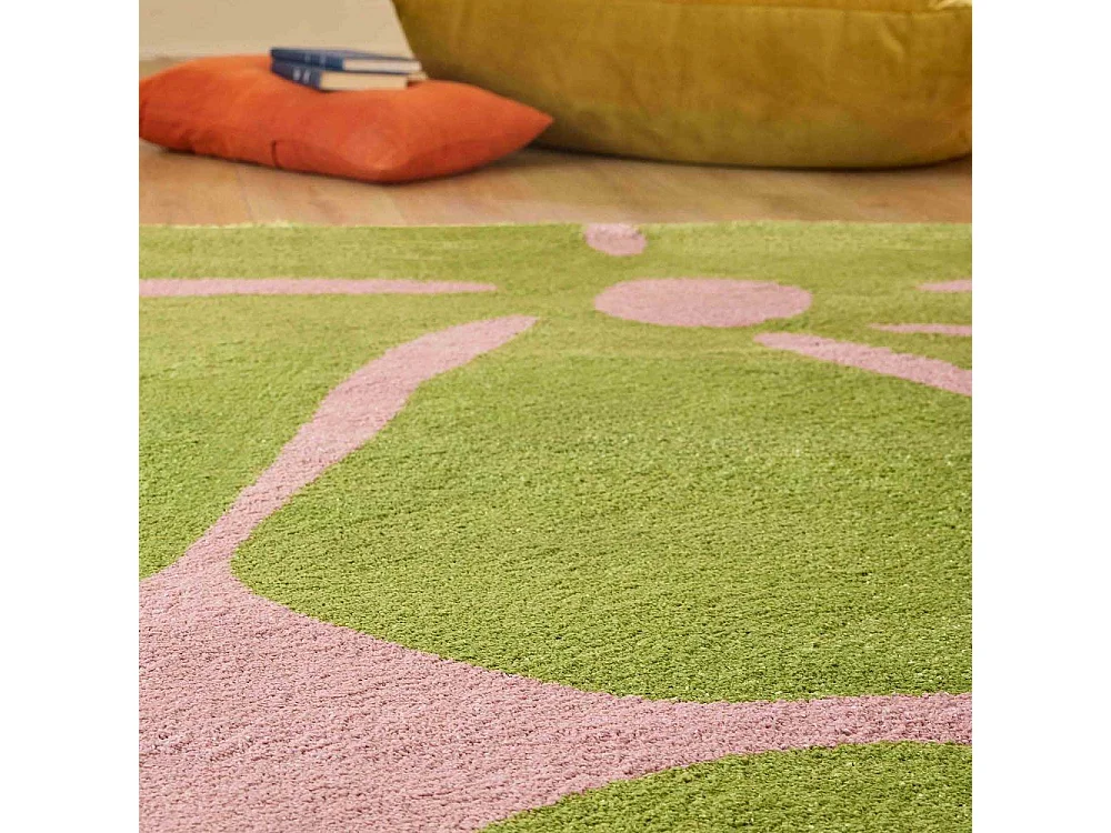 Tapis intérieur à poils longs Swing 385 vert 80 x 140 cm