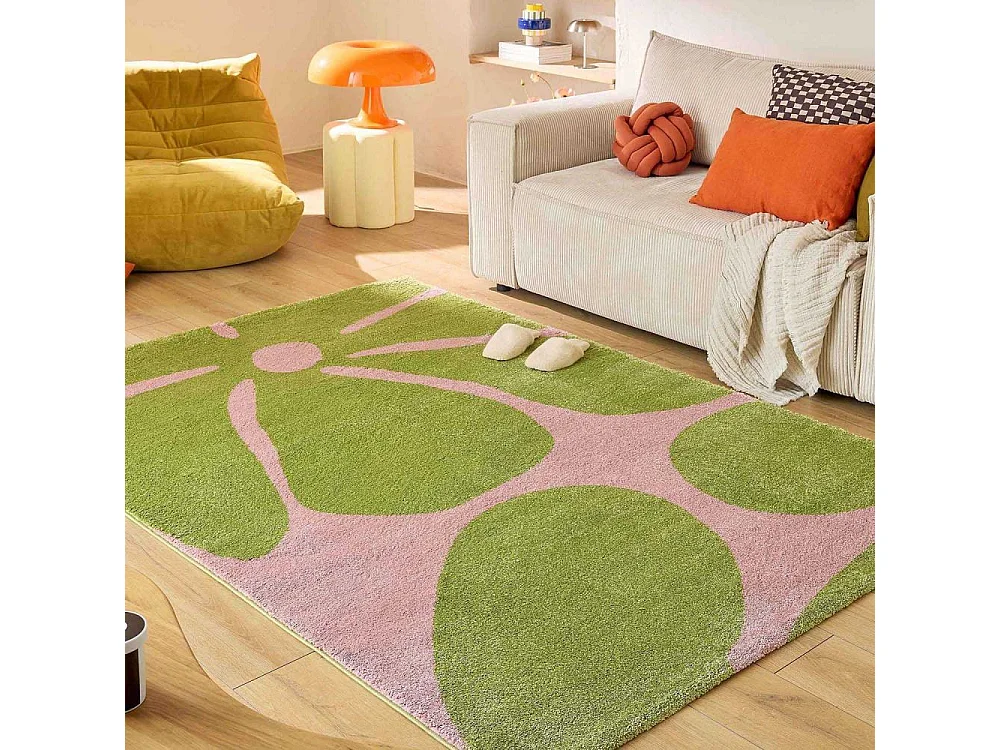 Tapis intérieur à poils longs Swing 385 vert 80 x 140 cm