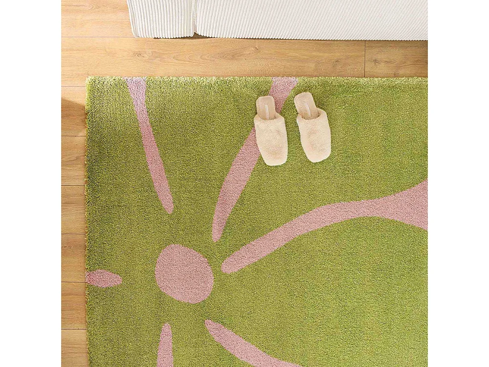 Tapis intérieur à poils longs Swing 385 vert 80 x 140 cm
