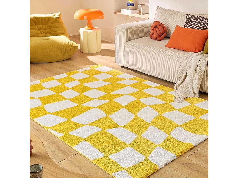 Tapis intérieur à poils longs Swing 383 jaune 160 x 230 cm