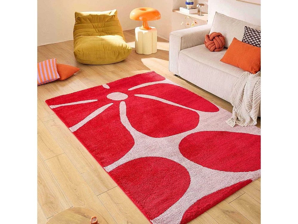Tapis intérieur à poils longs Swing 385 rouge 80 x 140 cm