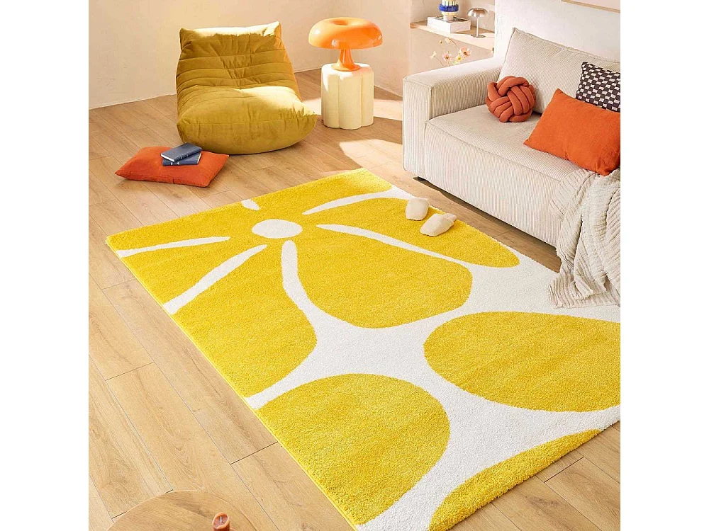 Tapis intérieur à poils longs Swing 385 jaune 80 x 140 cm