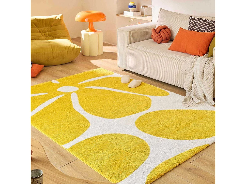 Tapis intérieur à poils longs Swing 385 jaune 80 x 140 cm