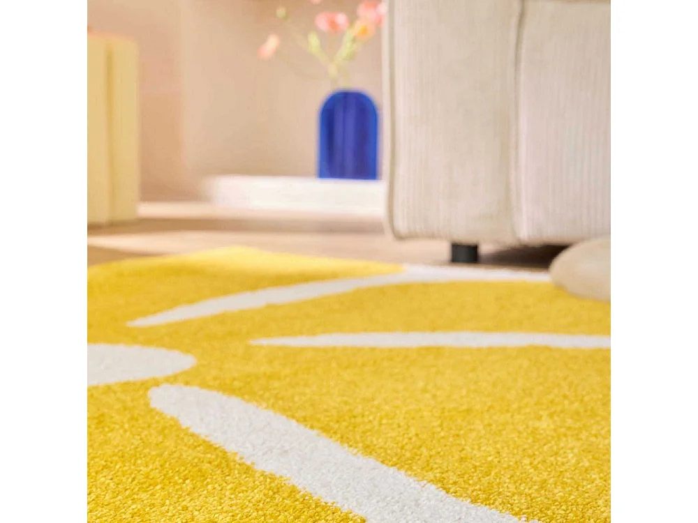 Tapis intérieur à poils longs Swing 385 jaune 80 x 140 cm