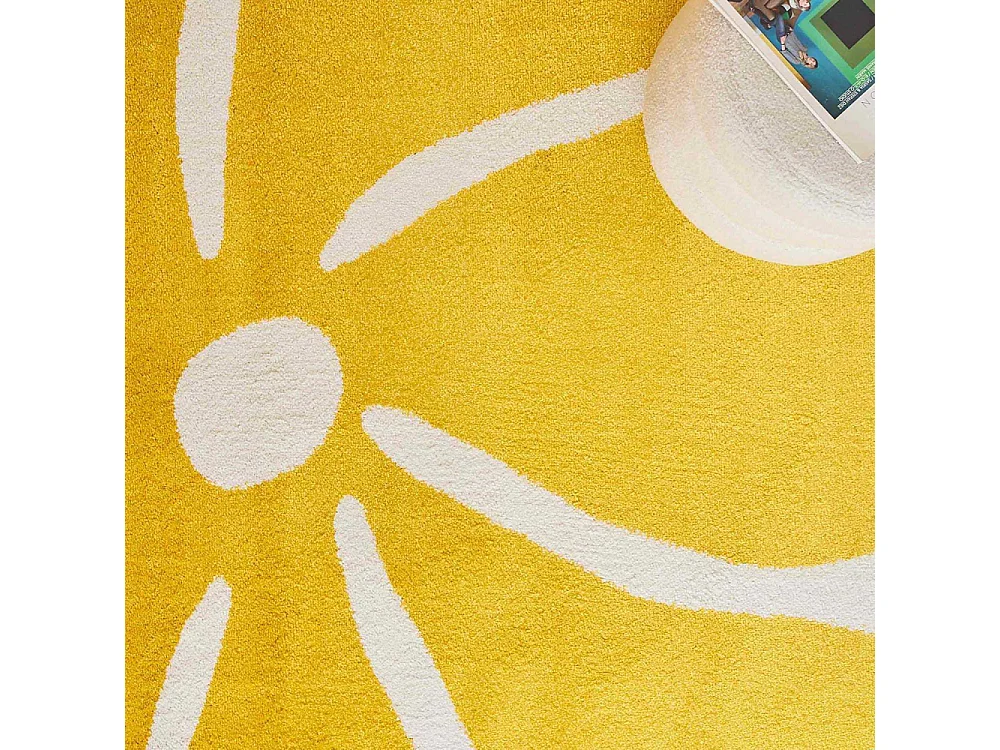 Tapis intérieur à poils longs Swing 385 jaune 80 x 140 cm