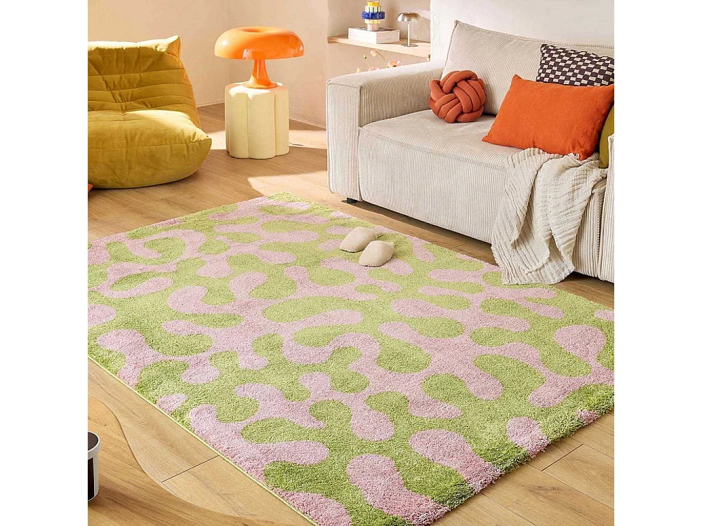 Tapis intérieur à poils longs Swing 384 vert 80 x 140 cm