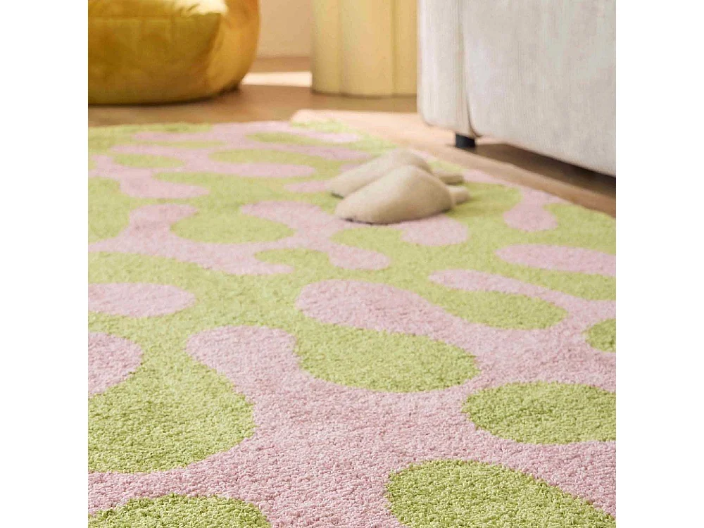 Tapis intérieur à poils longs Swing 384 vert 80 x 140 cm