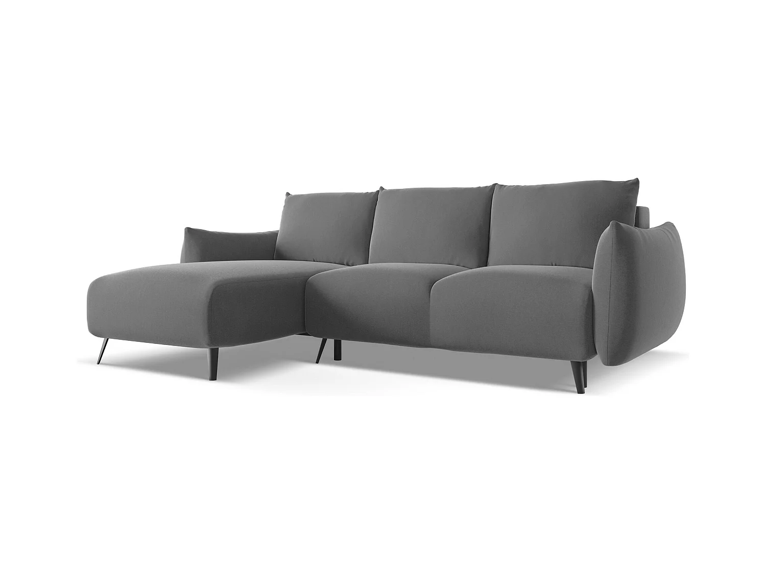 3-Sitzer Ecksofa mit Schlaffunktion - Ecke Links - Samt - Grau - MALIE