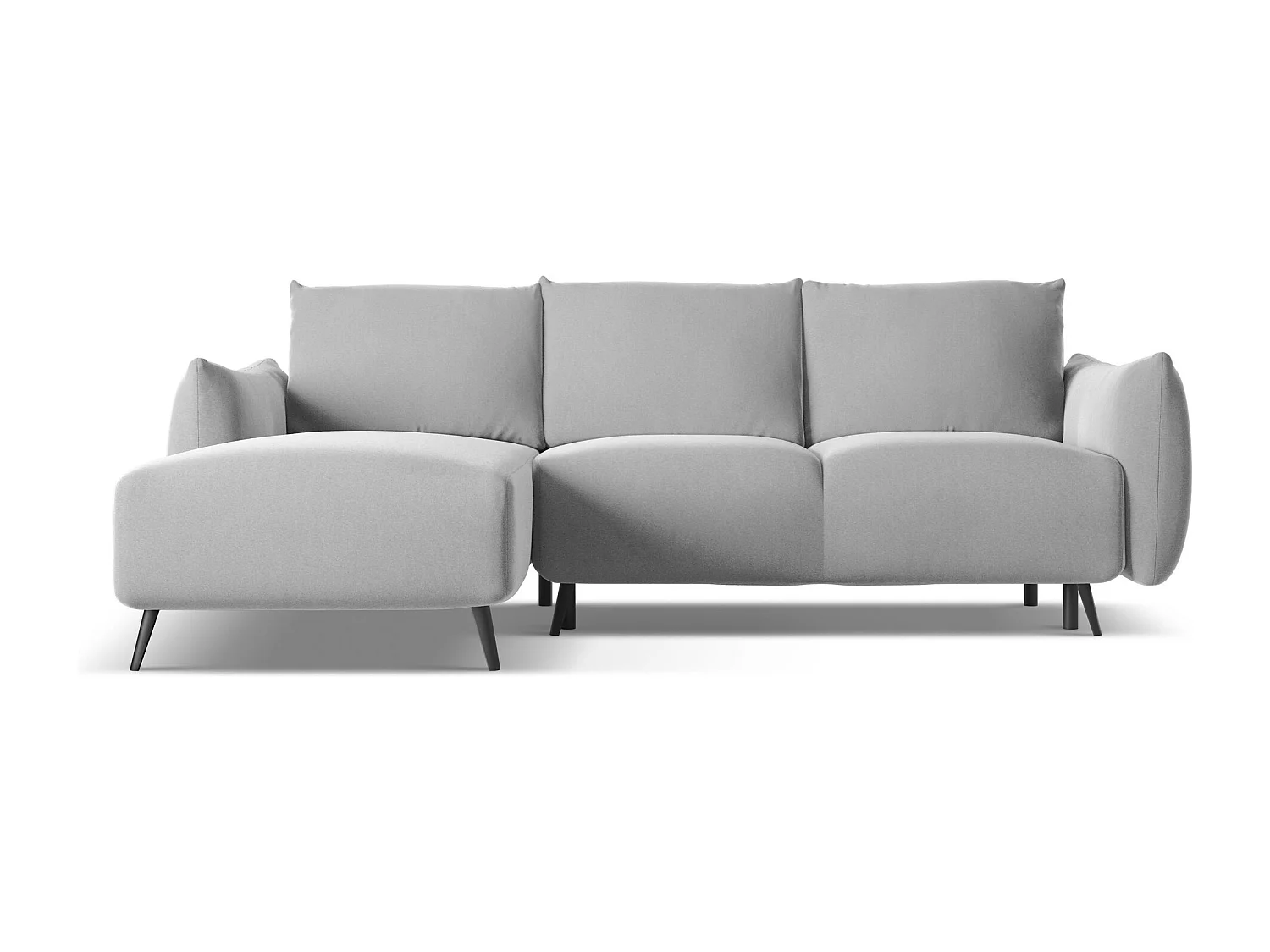 Canapé d'angle gauche convertible en velours - gris - MALIE