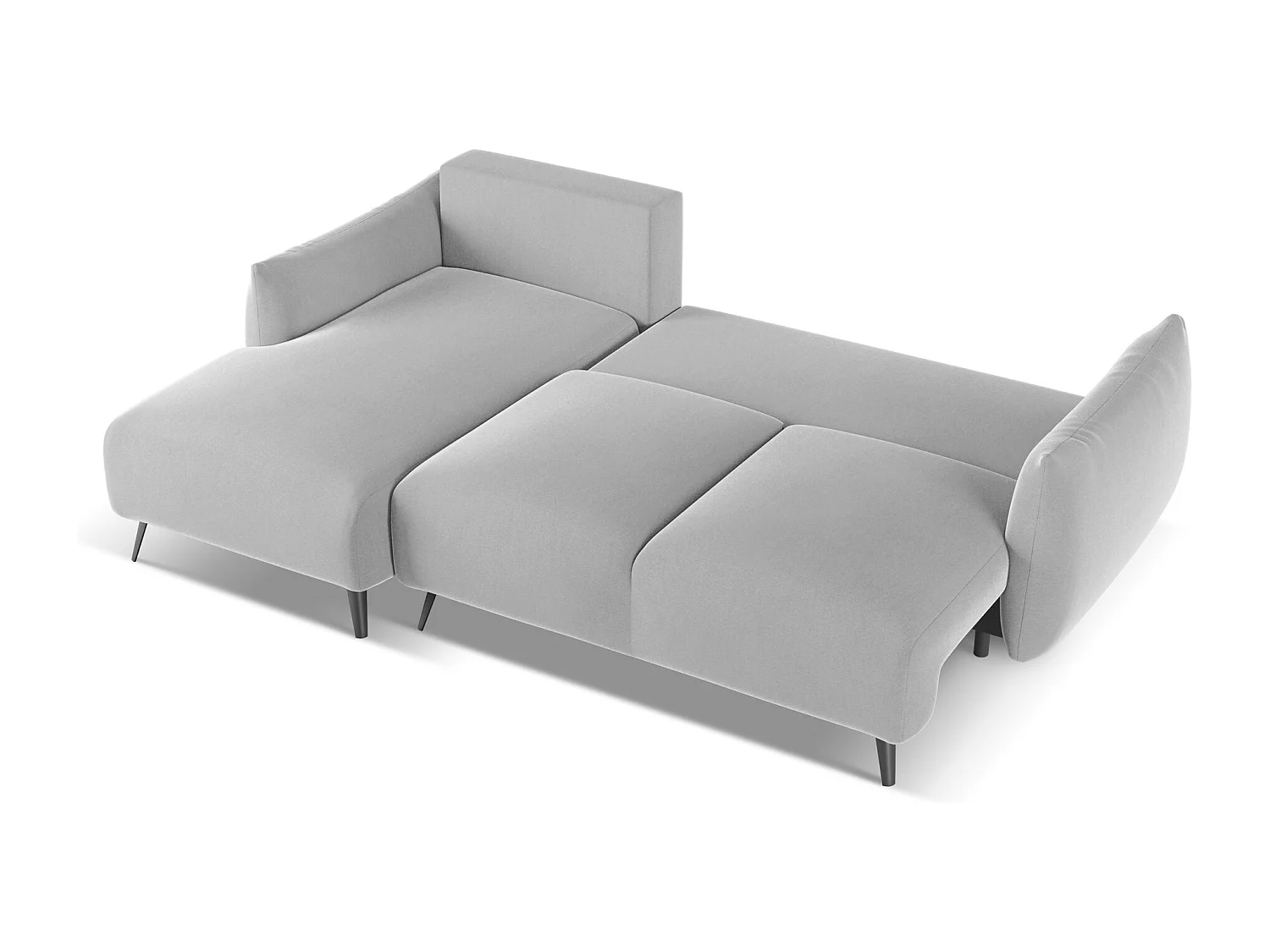 Canapé d'angle gauche convertible en velours - gris - MALIE