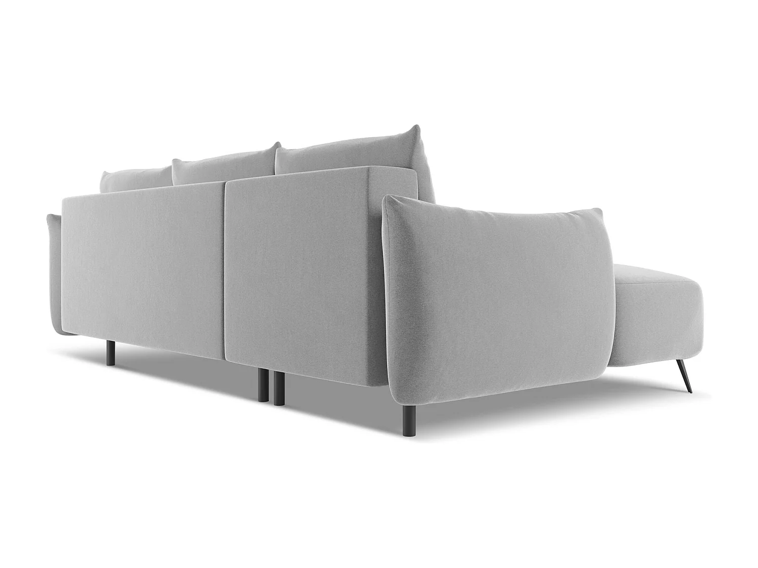 Canapé d'angle gauche convertible en velours - gris - MALIE