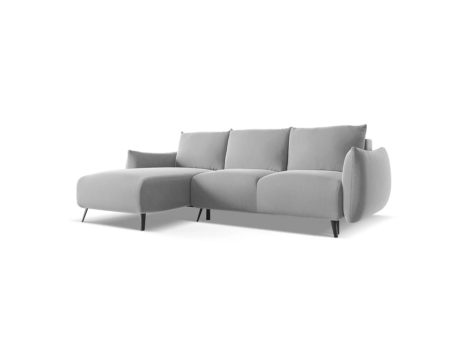 3-Sitzer Ecksofa mit Schlaffunktion - Ecke Links - Samt - Grau - GENOVA