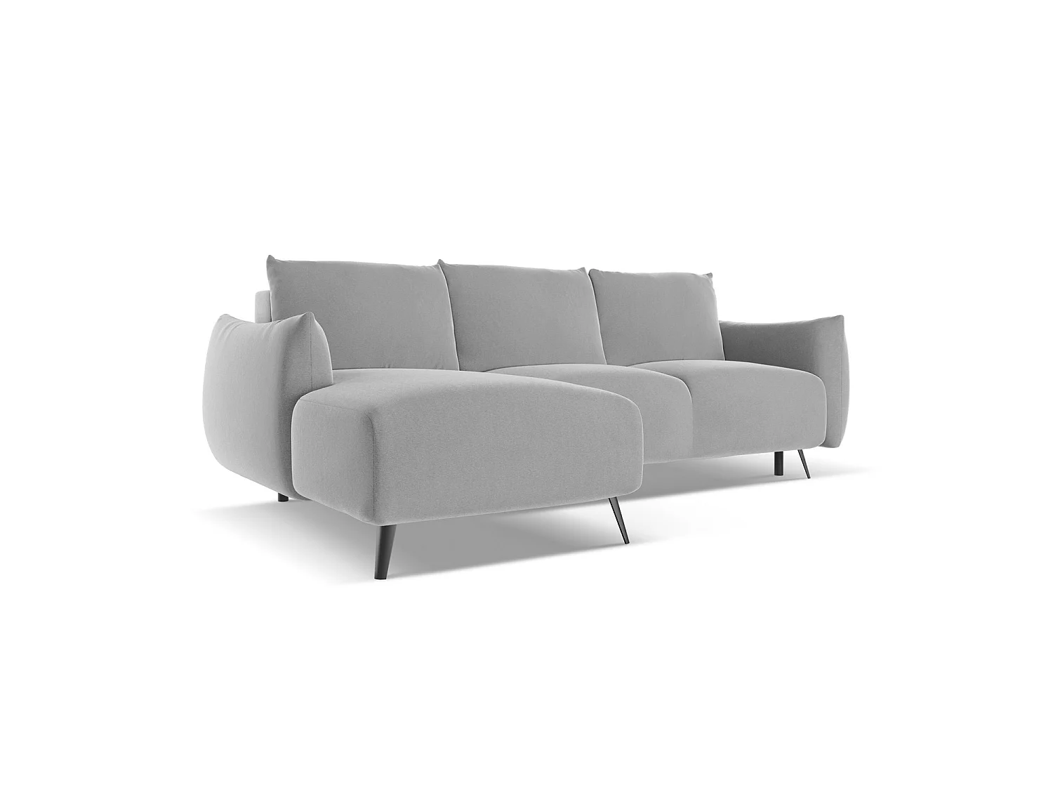 3-Sitzer Ecksofa mit Schlaffunktion - Ecke Links - Samt - Grau - GENOVA