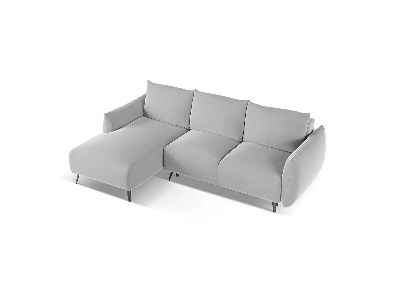 3-Sitzer Ecksofa mit Schlaffunktion - Ecke Links - Samt - Grau - GENOVA
