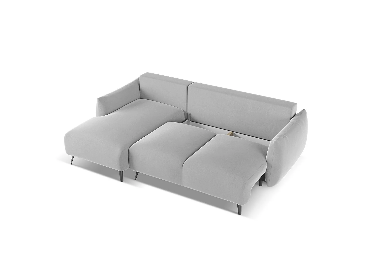 3-Sitzer Ecksofa mit Schlaffunktion - Ecke Links - Samt - Grau - GENOVA