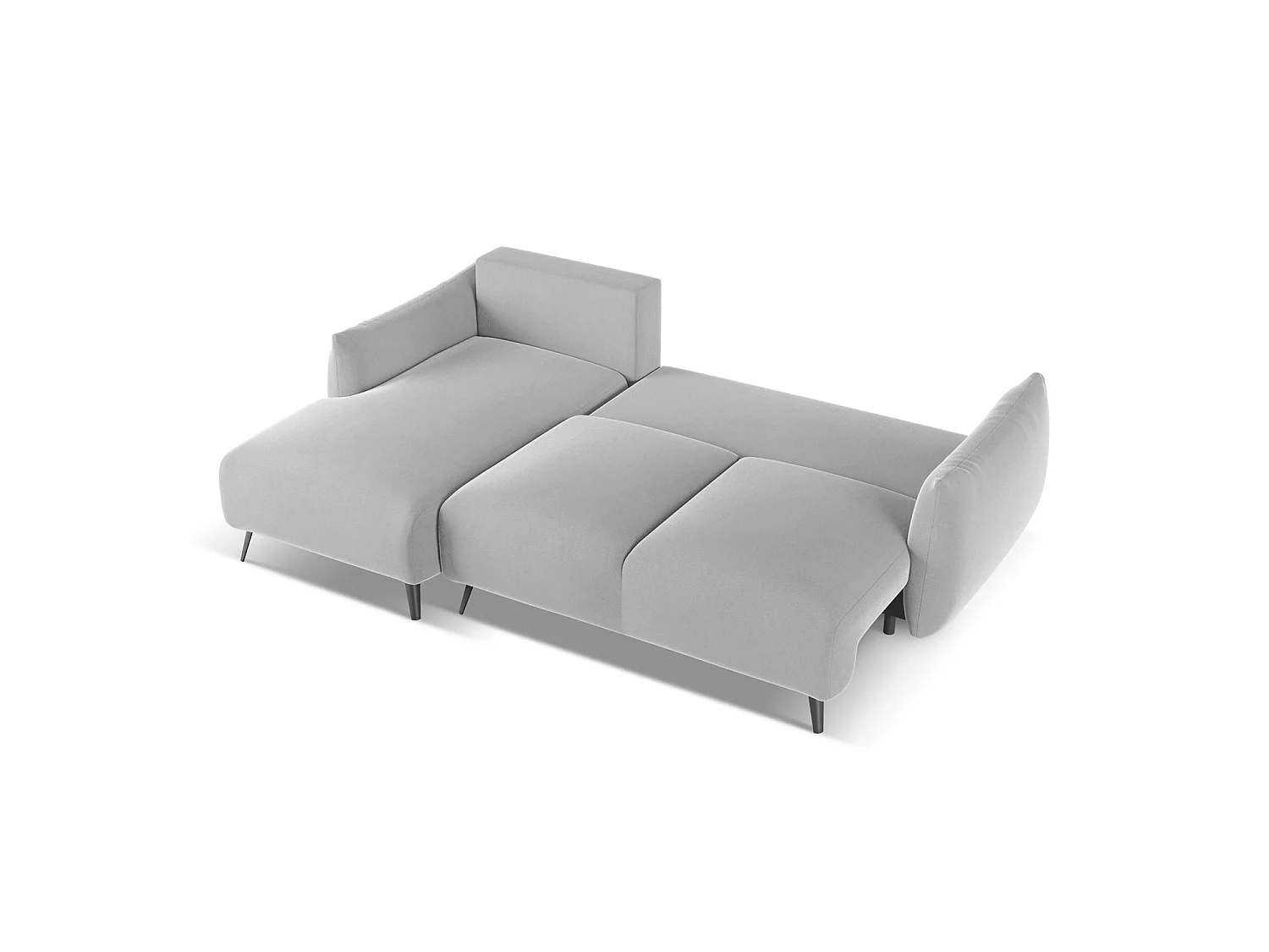 3-Sitzer Ecksofa mit Schlaffunktion - Ecke Links - Samt - Grau - GENOVA