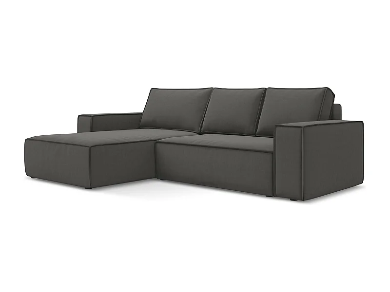3-Sitzer Ecksofa mit Schlaffunktion - Ecke Links - Samt - Stahl - KIMO