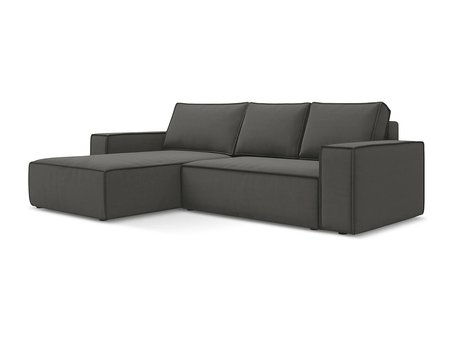 3-Sitzer Ecksofa mit Schlaffunktion - Ecke Links - Samt - Stahl - KIMO
