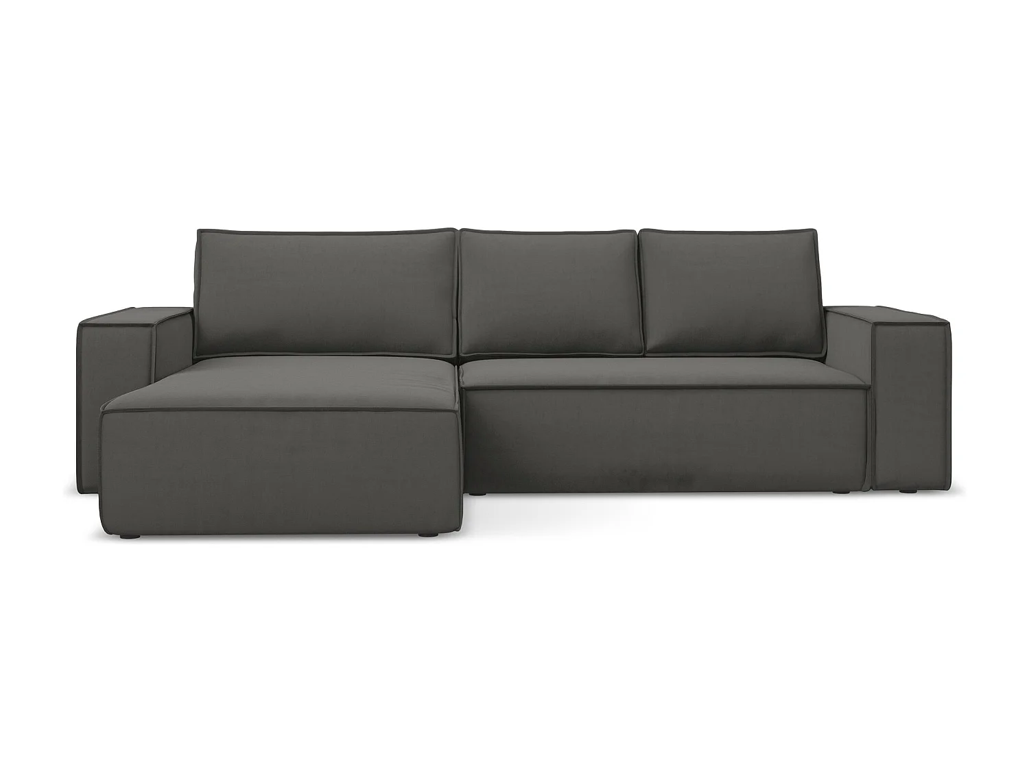 3-Sitzer Ecksofa mit Schlaffunktion - Ecke Links - Samt - Stahl - KIMO
