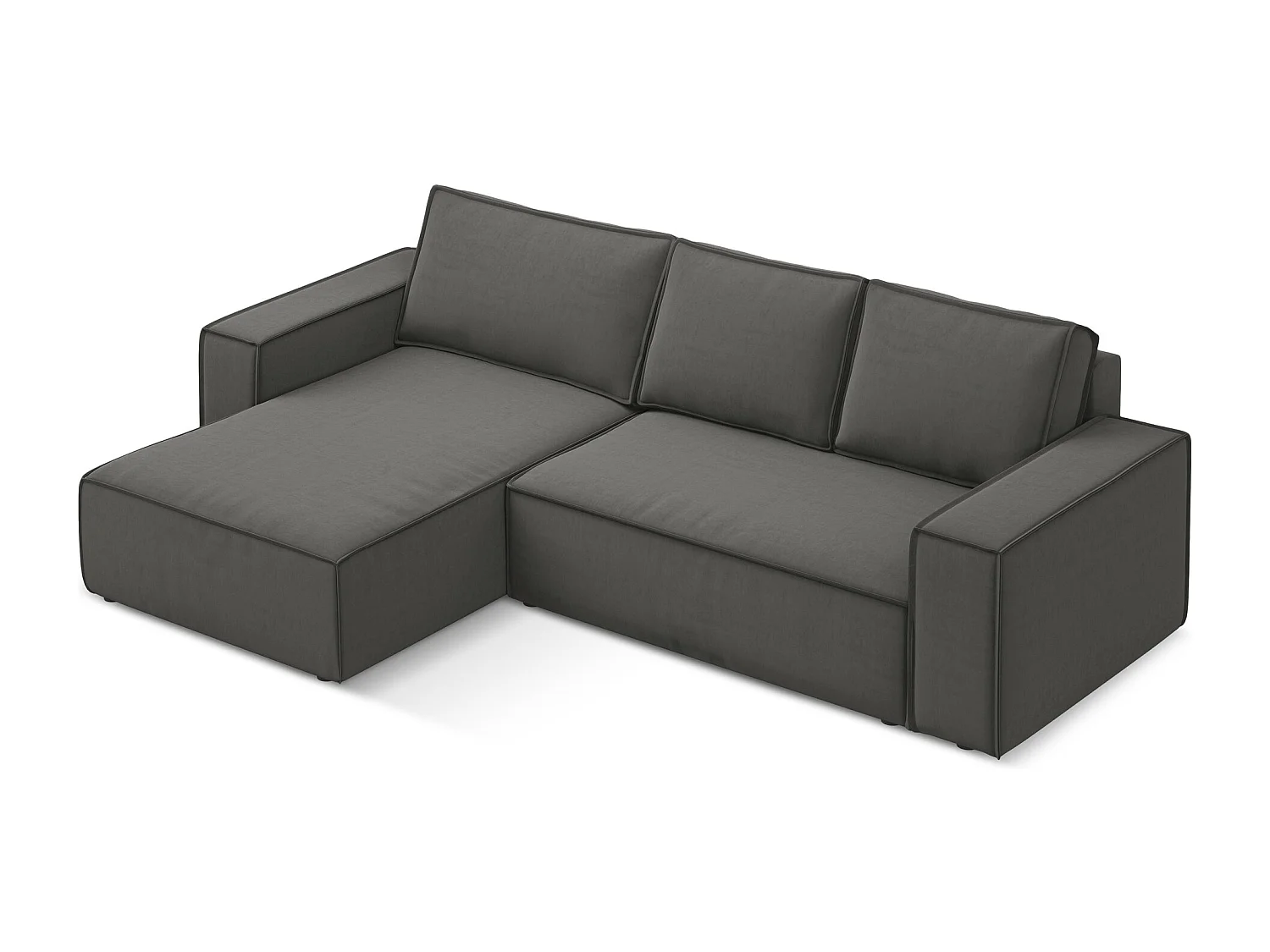3-Sitzer Ecksofa mit Schlaffunktion - Ecke Links - Samt - Stahl - KIMO