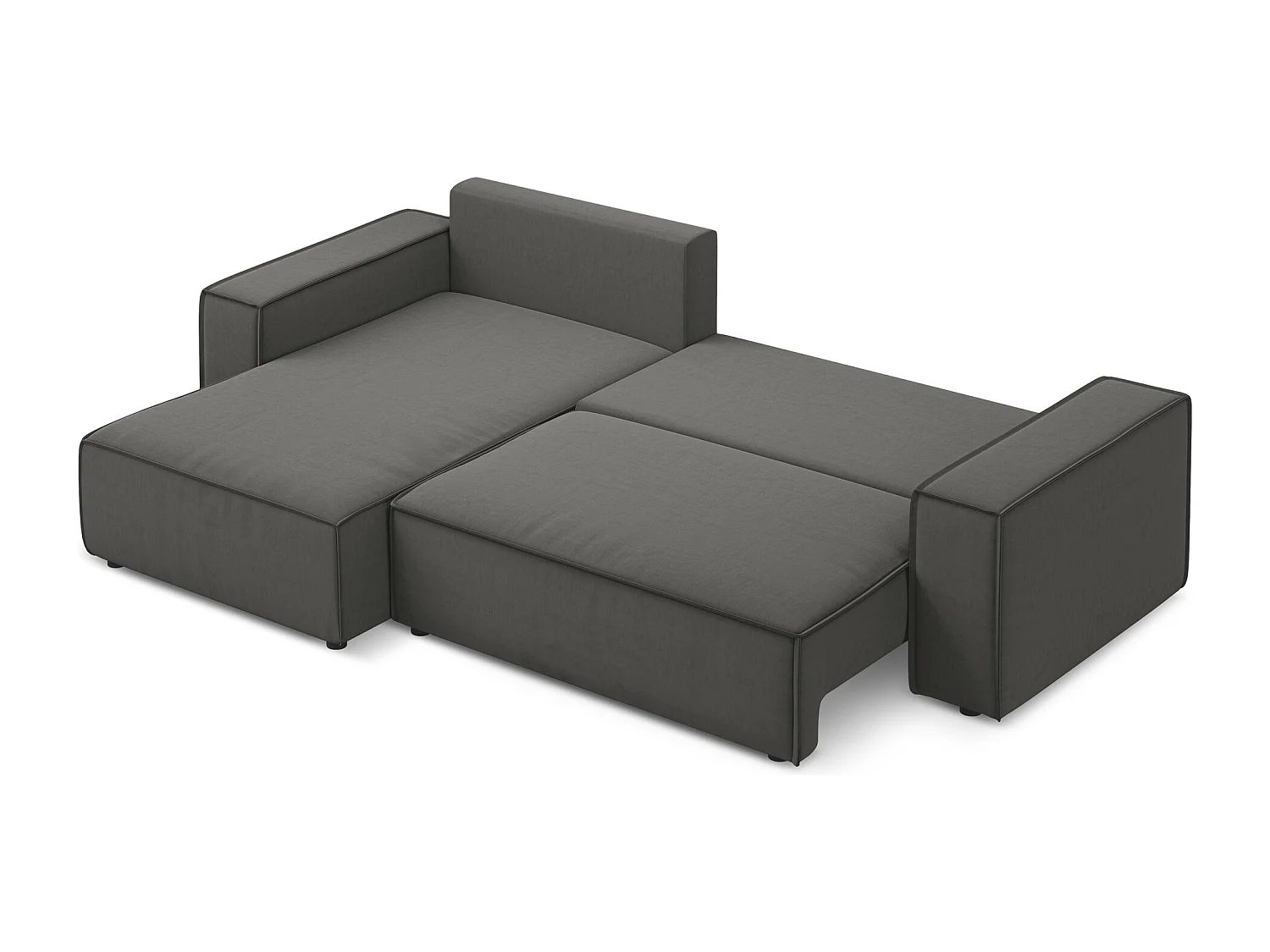 3-Sitzer Ecksofa mit Schlaffunktion - Ecke Links - Samt - Stahl - KIMO