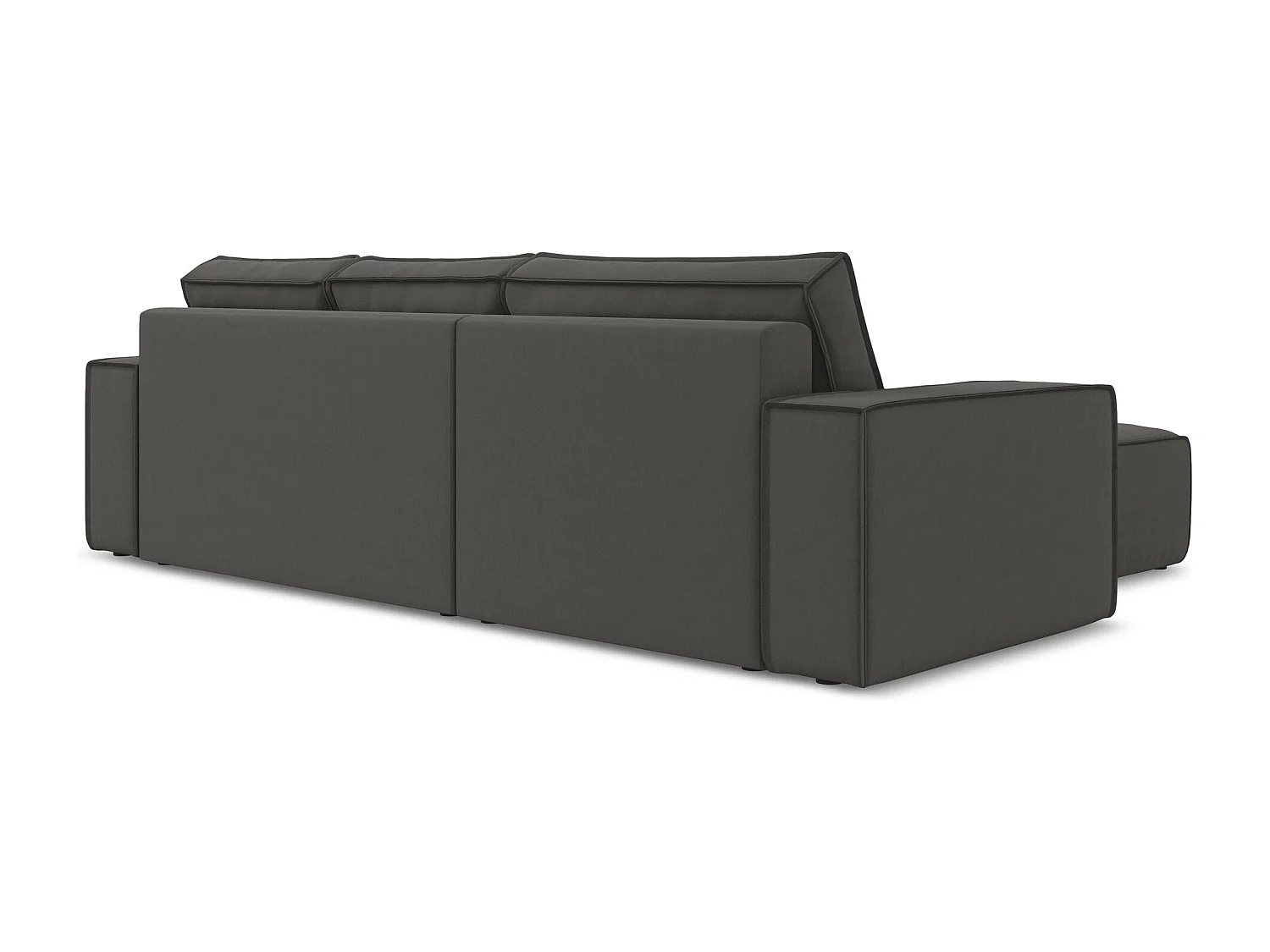 3-Sitzer Ecksofa mit Schlaffunktion - Ecke Links - Samt - Stahl - KIMO