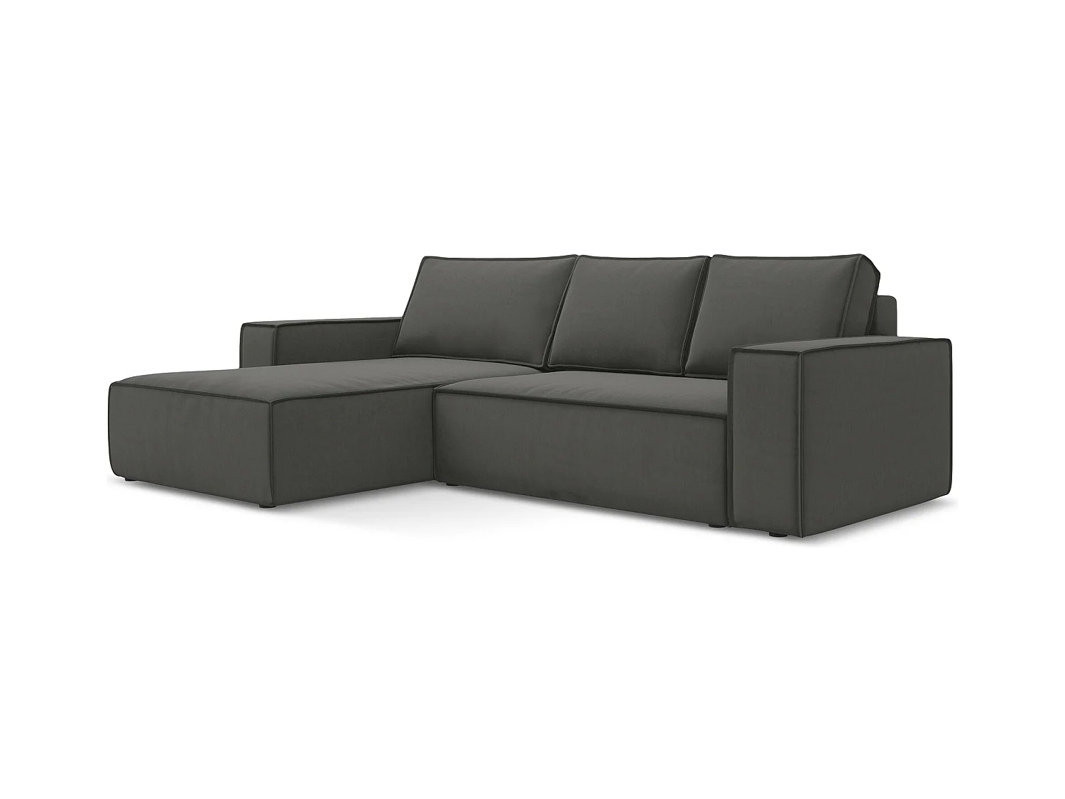 3-Sitzer Ecksofa mit Schlaffunktion - Ecke Links - Samt - Stahl - KIMO