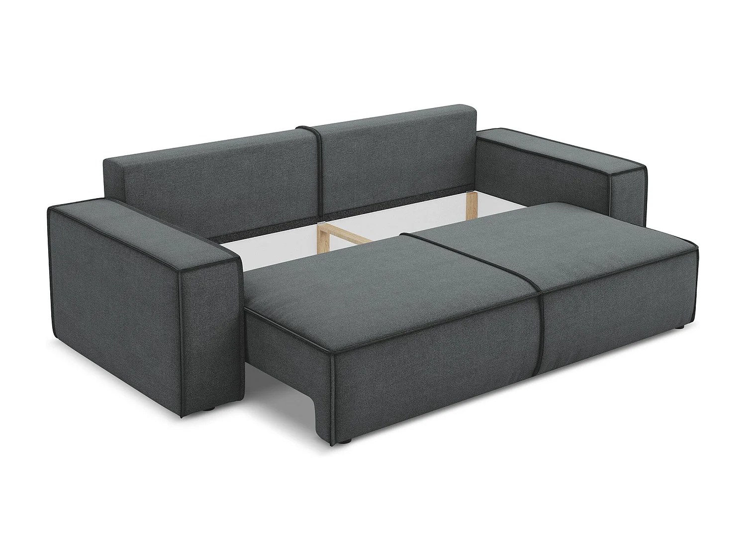 3-Sitzer Sofa mit Schlaffunktion - - Strukturstoff - Grau - KIMO