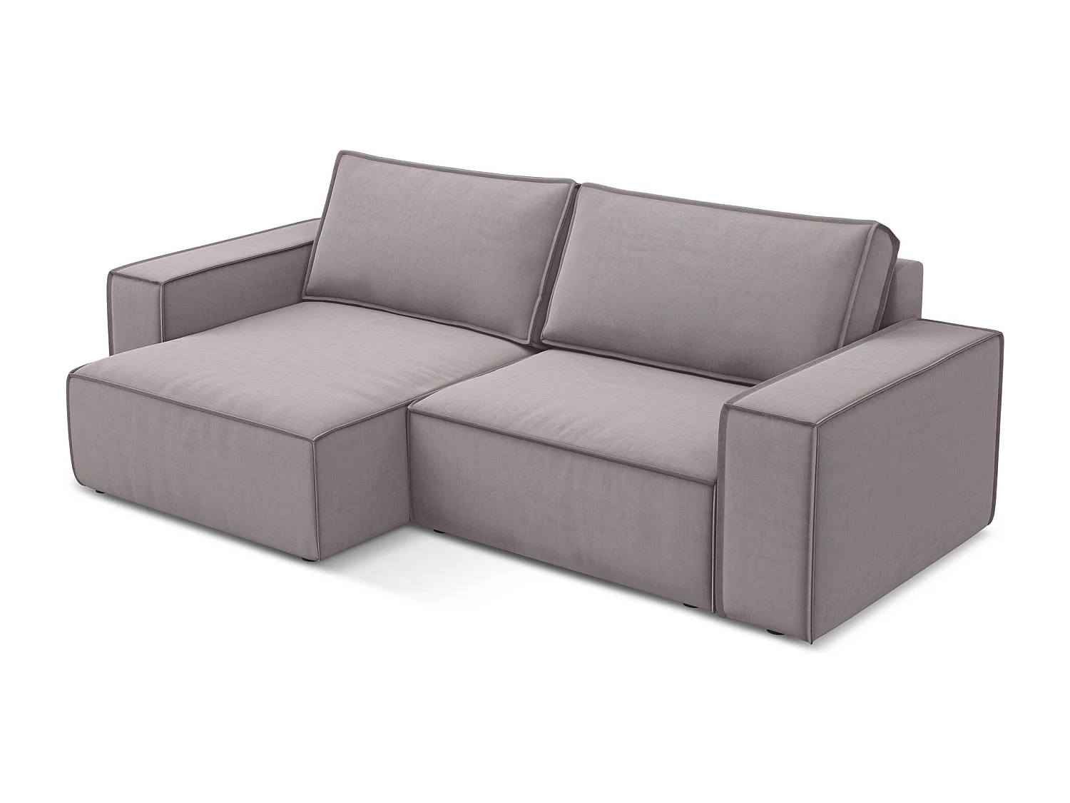 Canapé d’angle 2 places gauche convertible en velours - lavande - KIMO