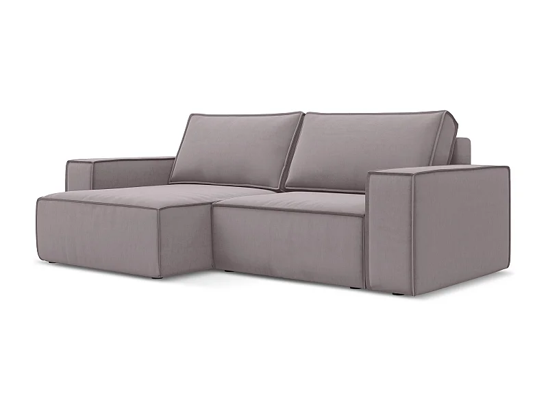 2-Sitzer Ecksofa mit Schlaffunktion - Ecke Links - Samt - Lavendel - KIMO