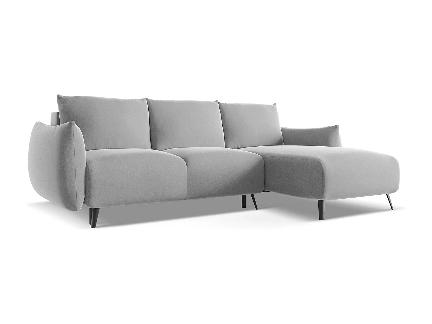 Ecksofa mit Schlaffunktion - Ecke Rechts - Samt - Grau - MALIE