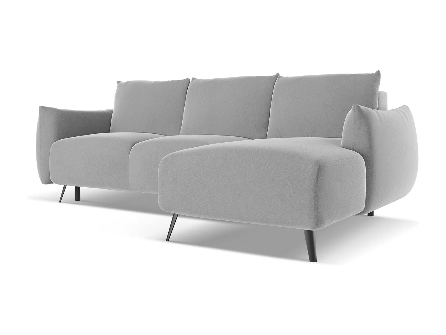 Ecksofa mit Schlaffunktion - Ecke Rechts - Samt - Grau - MALIE