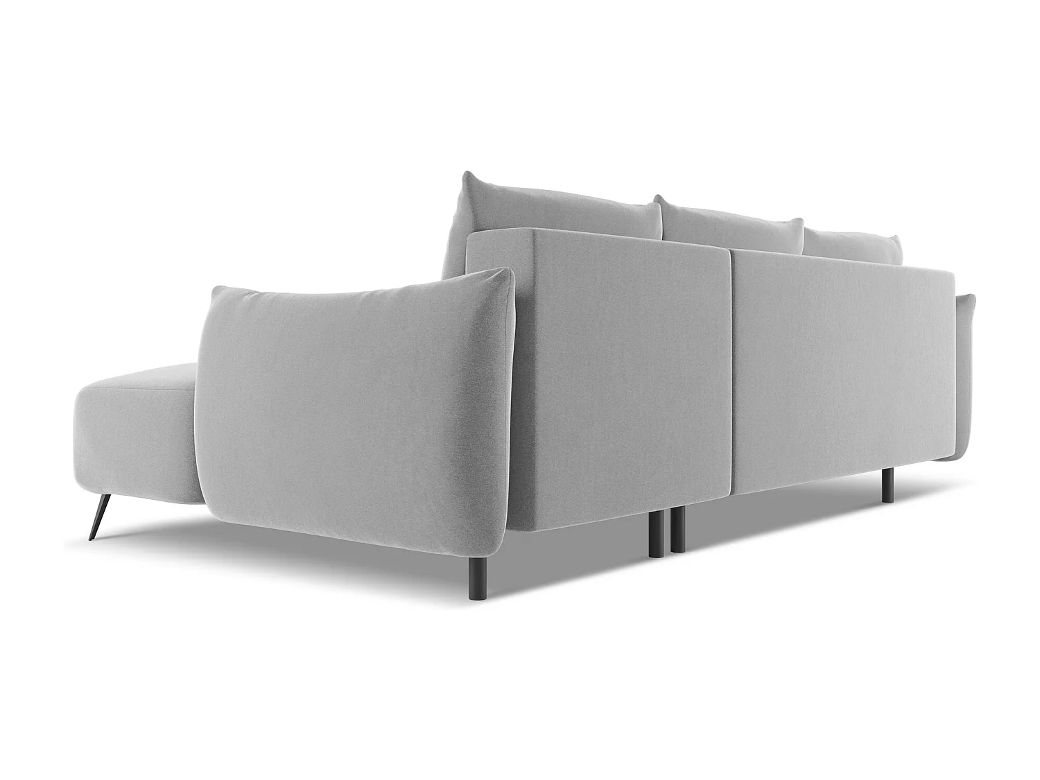 Ecksofa mit Schlaffunktion - Ecke Rechts - Samt - Grau - MALIE