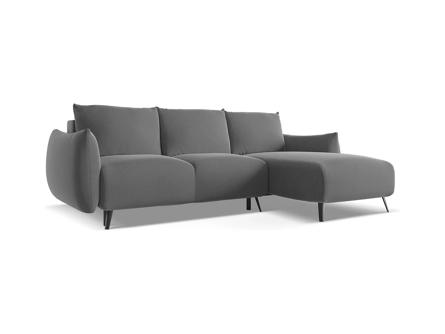 Ecksofa mit Schlaffunktion - Ecke Rechts - Samt - Grau - MALIE