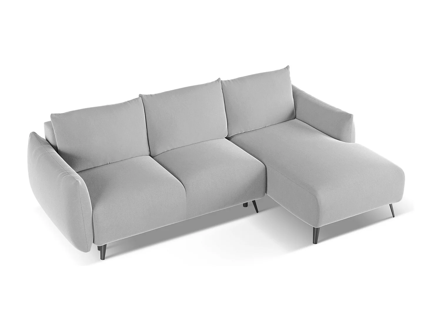 Canapé d'angle droit convertible en velours - gris - MALIE