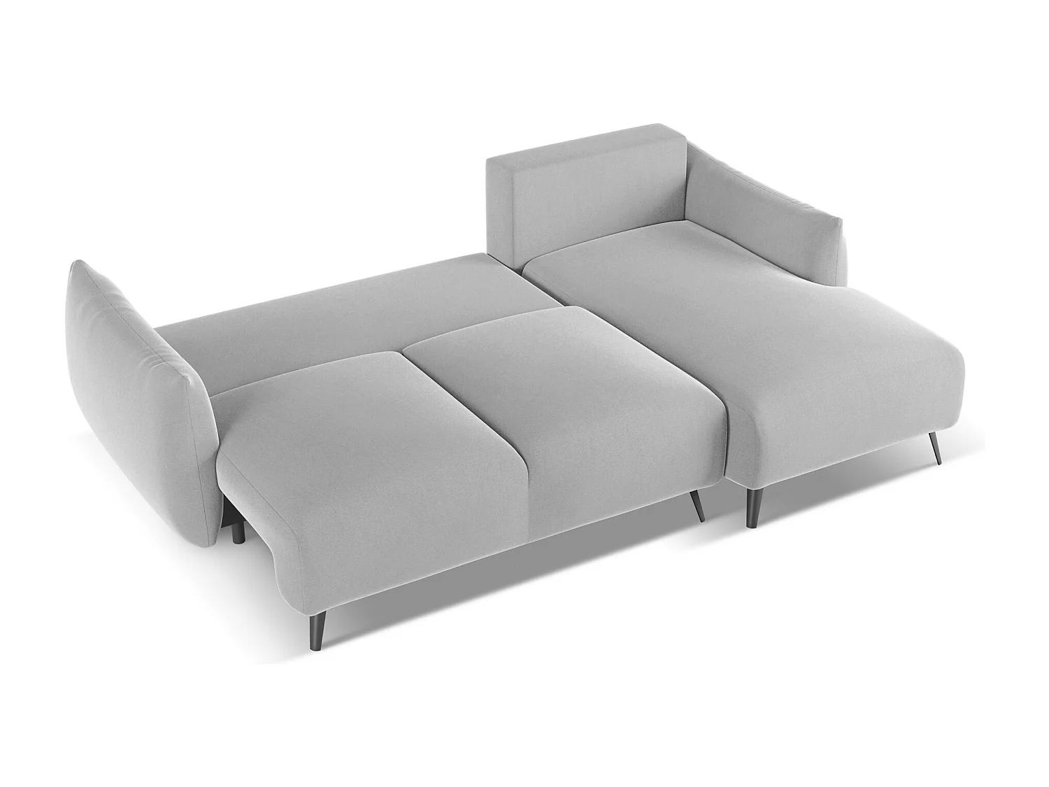 Canapé d'angle droit convertible en velours - gris - MALIE