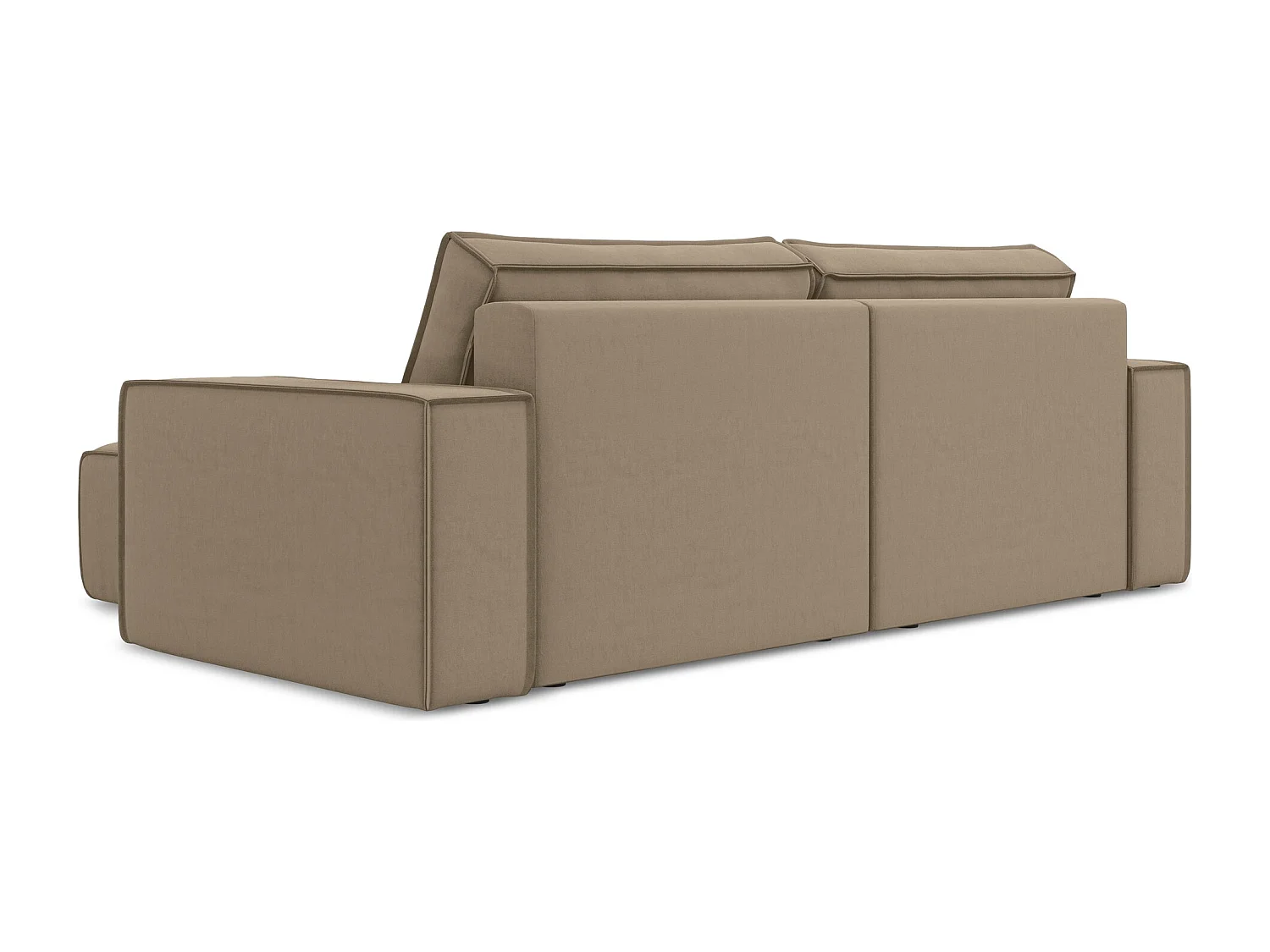 2-Sitzer Ecksofa mit Schlaffunktion - Ecke Rechts - Samt - Hell beige - KIMO
