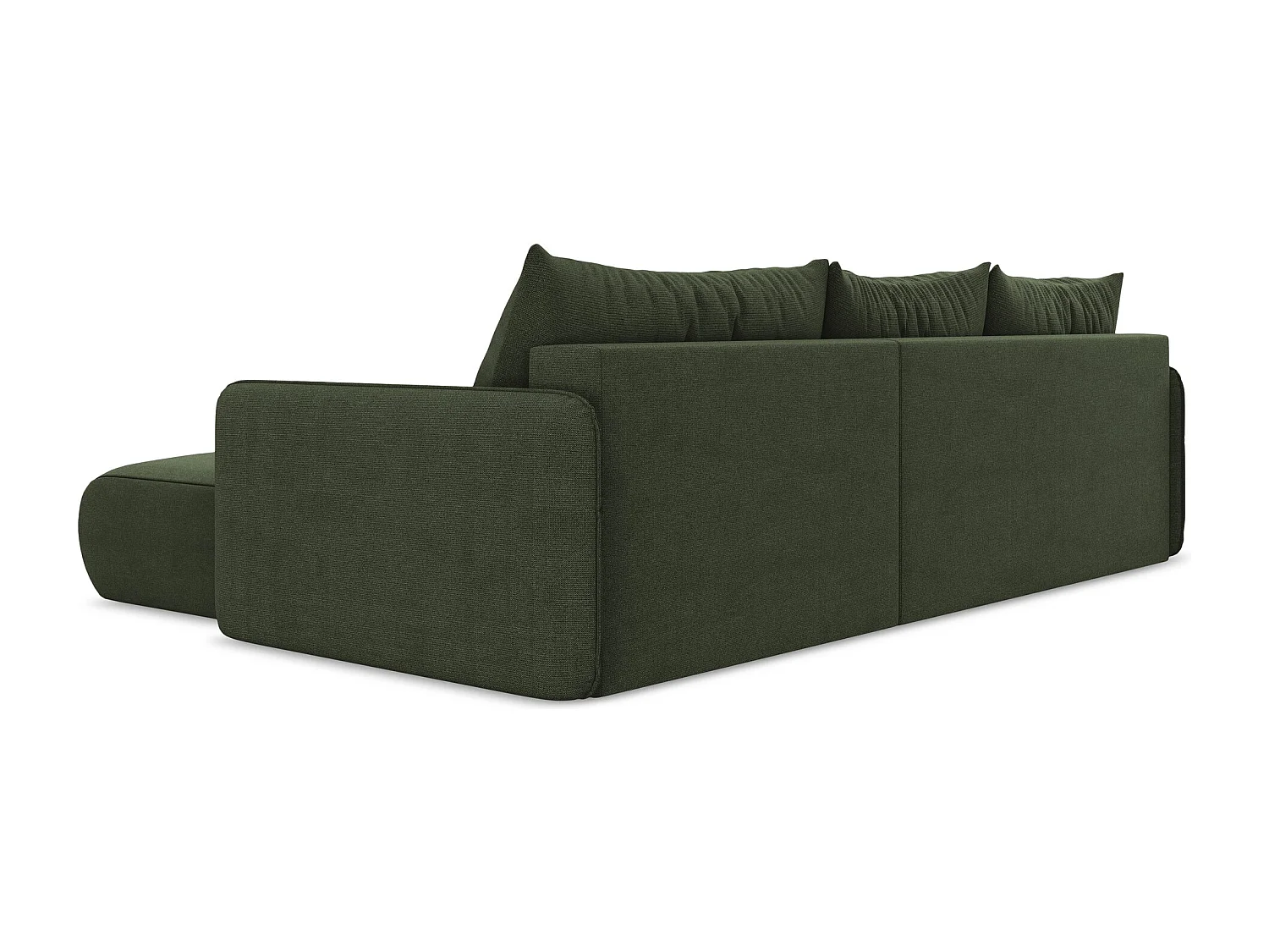 Canapé d’angle 3 places droit convertible en tissu texturé - olive - NANEA