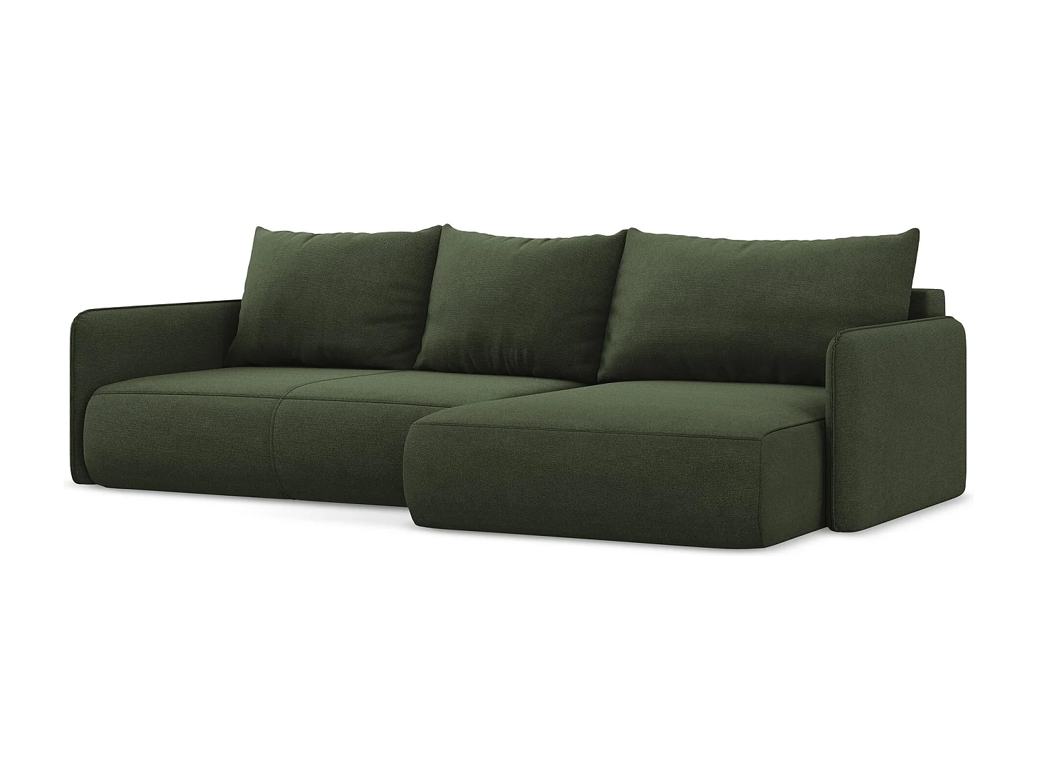 Canapé d’angle 3 places droit convertible en tissu texturé - olive - NANEA