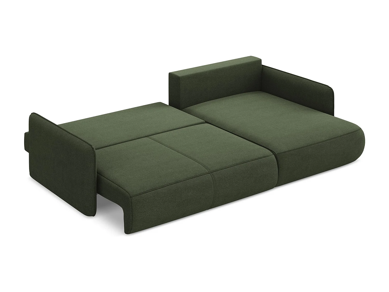 Canapé d’angle 3 places droit convertible en tissu texturé - olive - NANEA
