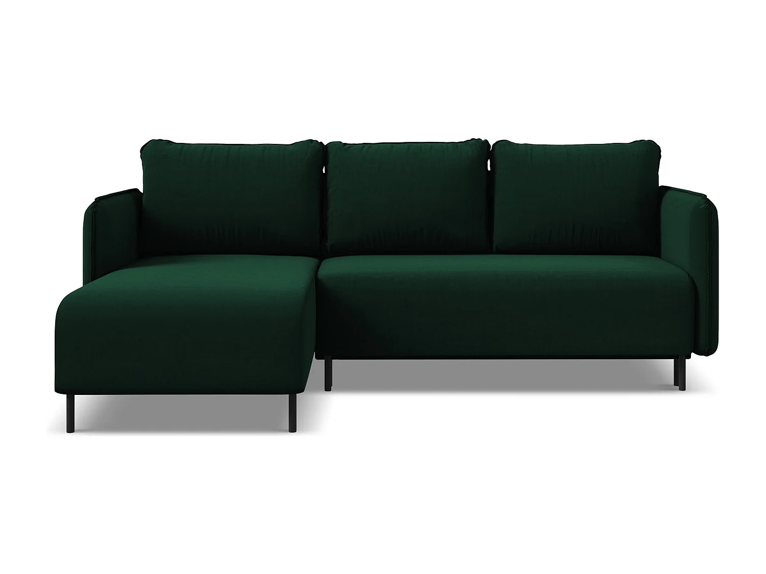 3-Sitzer Ecksofa mit Schlaffunktion - Ecke Links - Samt - Flaschengrün - LUANA