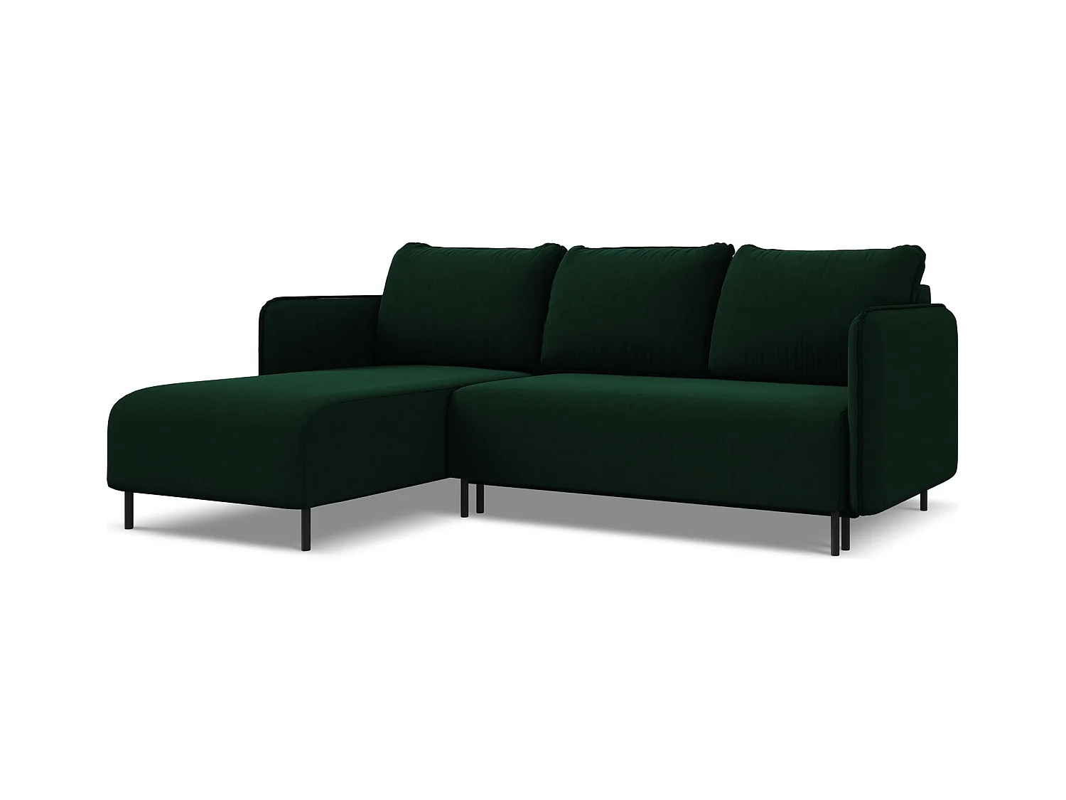 Canapé d'angle gauche convertible en velours - bouteille verte - LUANA