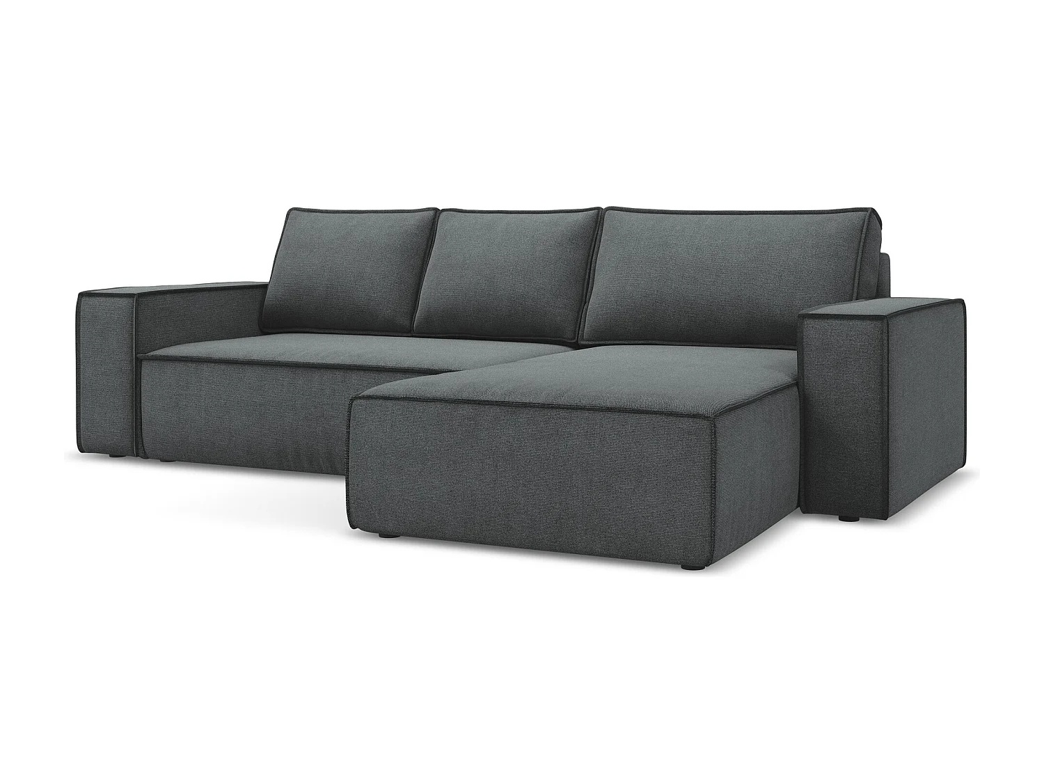 Ecksofa mit Schlaffunktion - Ecke Rechts - Strukturstoff - Grau - KIMO