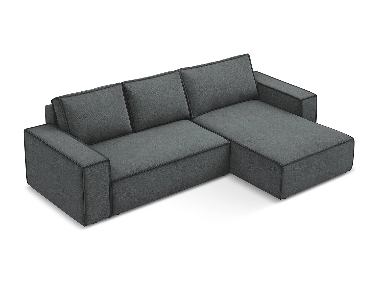 Ecksofa mit Schlaffunktion - Ecke Rechts - Strukturstoff - Grau - KIMO