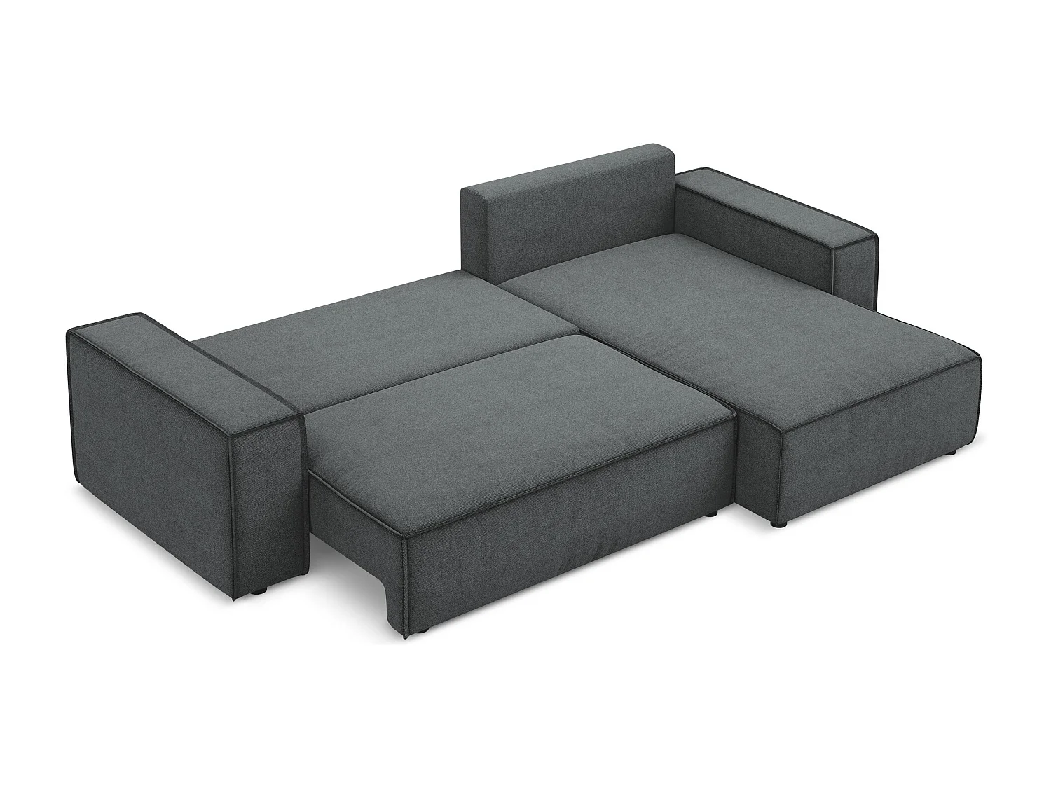 Ecksofa mit Schlaffunktion - Ecke Rechts - Strukturstoff - Grau - KIMO