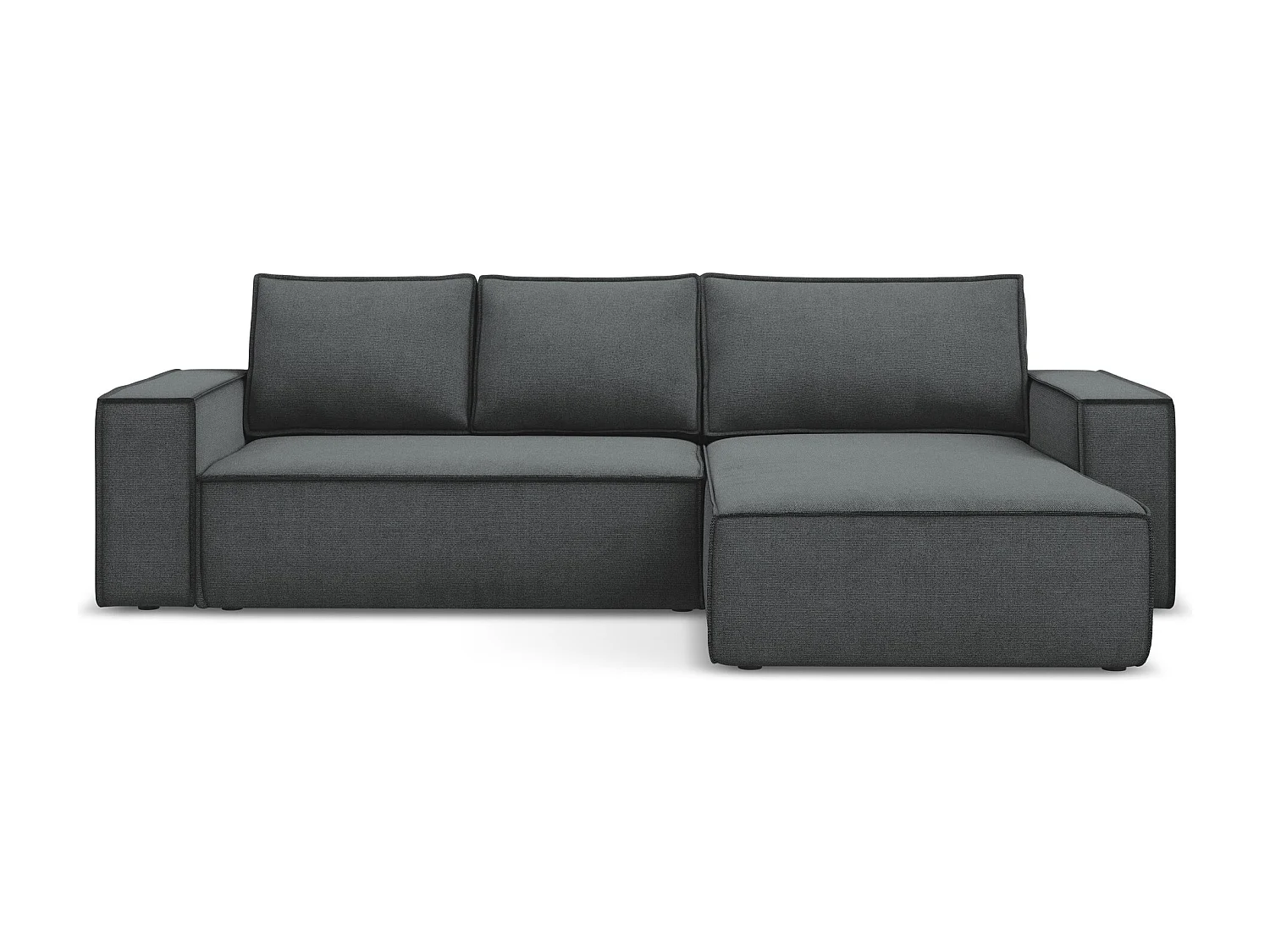 Ecksofa mit Schlaffunktion - Ecke Rechts - Strukturstoff - Grau - KIMO