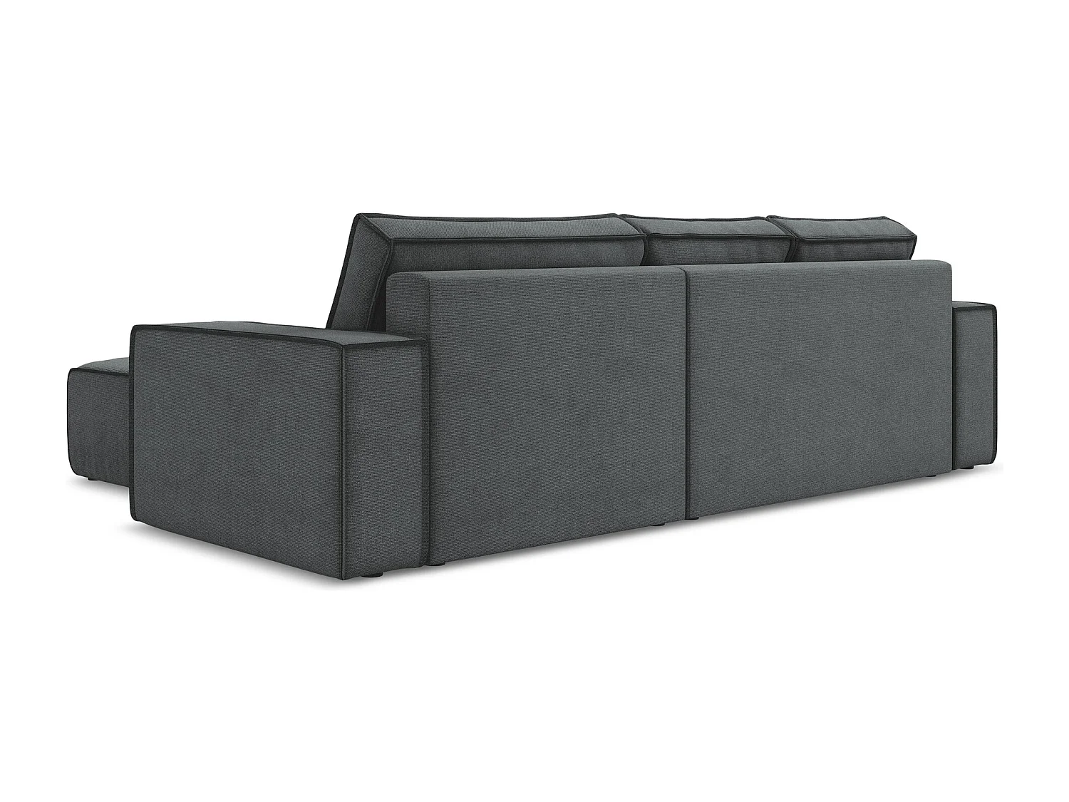 Ecksofa mit Schlaffunktion - Ecke Rechts - Strukturstoff - Grau - KIMO